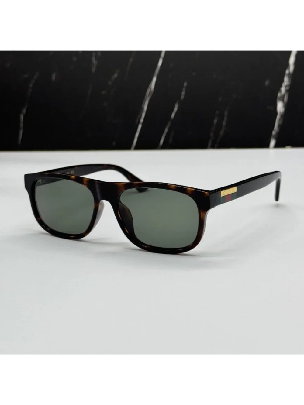 New Gucci GG0770SA 003 Havana Green Square Men Sunglasses